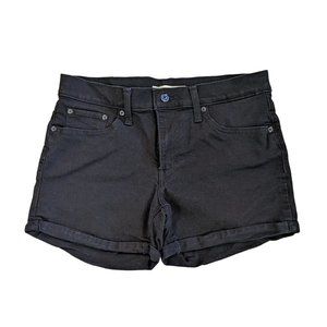 Levi's Mid Length Shorts - black denim jean shorts, mid rise, cuffed hem, summer